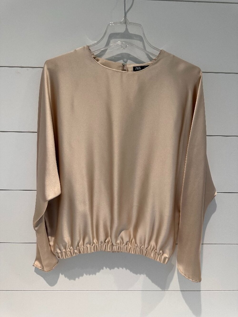 Zara Gold Long Sleeve Satin Blouse - Size S